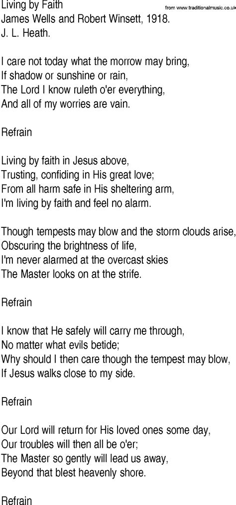May 6, 2022 Top 10 Hymns about Faith. . Living by faith lyrics